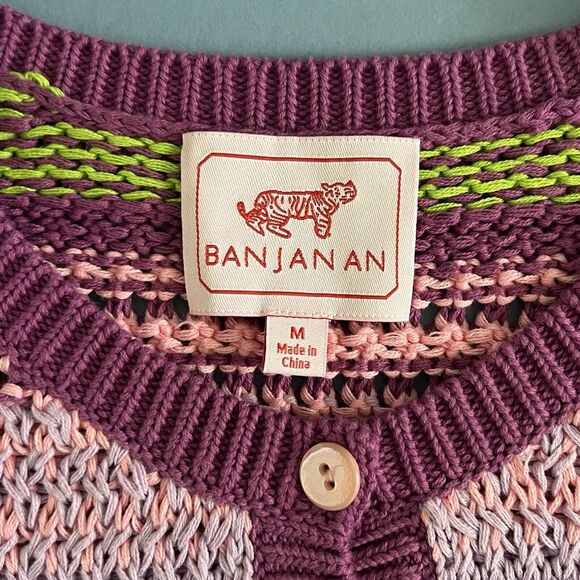 Banjanan Celeste Multi Weave Crochet Short Sleeve Cardigan Sweater - Picture 8 of 9